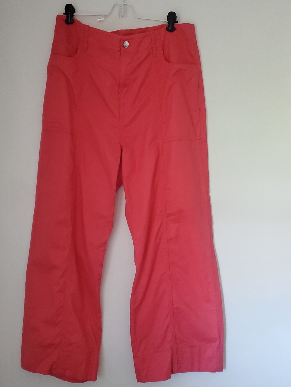 Loft Womens High Rise Straight Leg Pants Size 12 Coral Utility Vibrant Casual